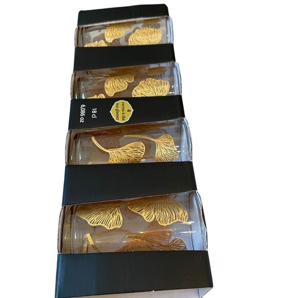 Set of 4 Moroccan Tea Glasses Hand Painted Gold Floral Motif 6oz New - Picture 6 of 16